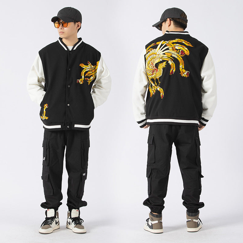 Chaqueta vintage holgada con bordado