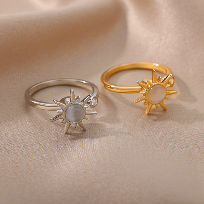 Anillos de flores giratorios con diamantes de imitación anillo antiansiedad