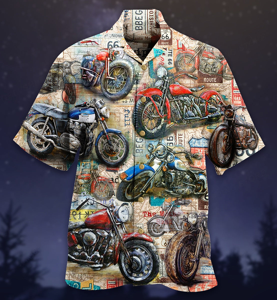 Men's summer short-sleeved shirt with fashionable print