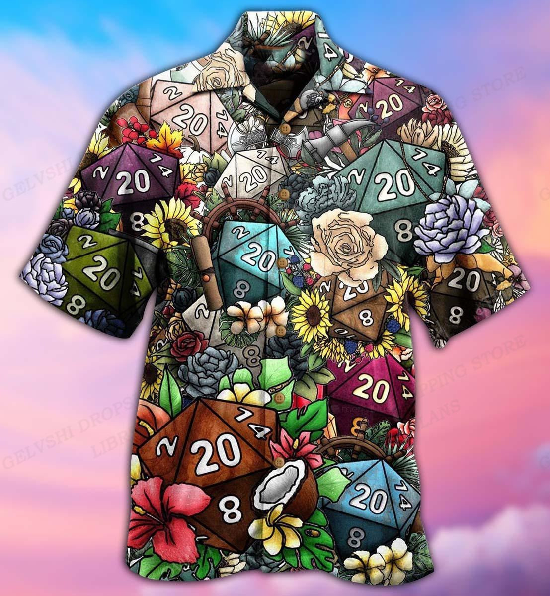 Men's summer short-sleeved shirt with fashionable print