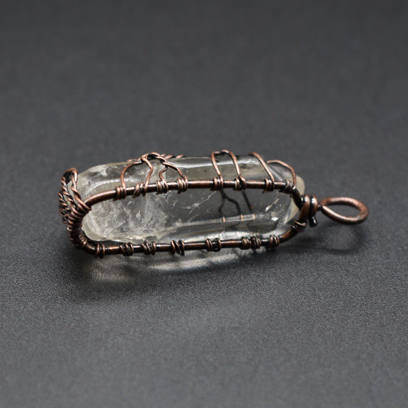 Collar con colgante de árbol de la vida, de cristal y piedra