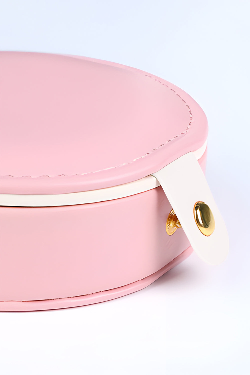 Estuche organizador de joyas rosa claro con espejo