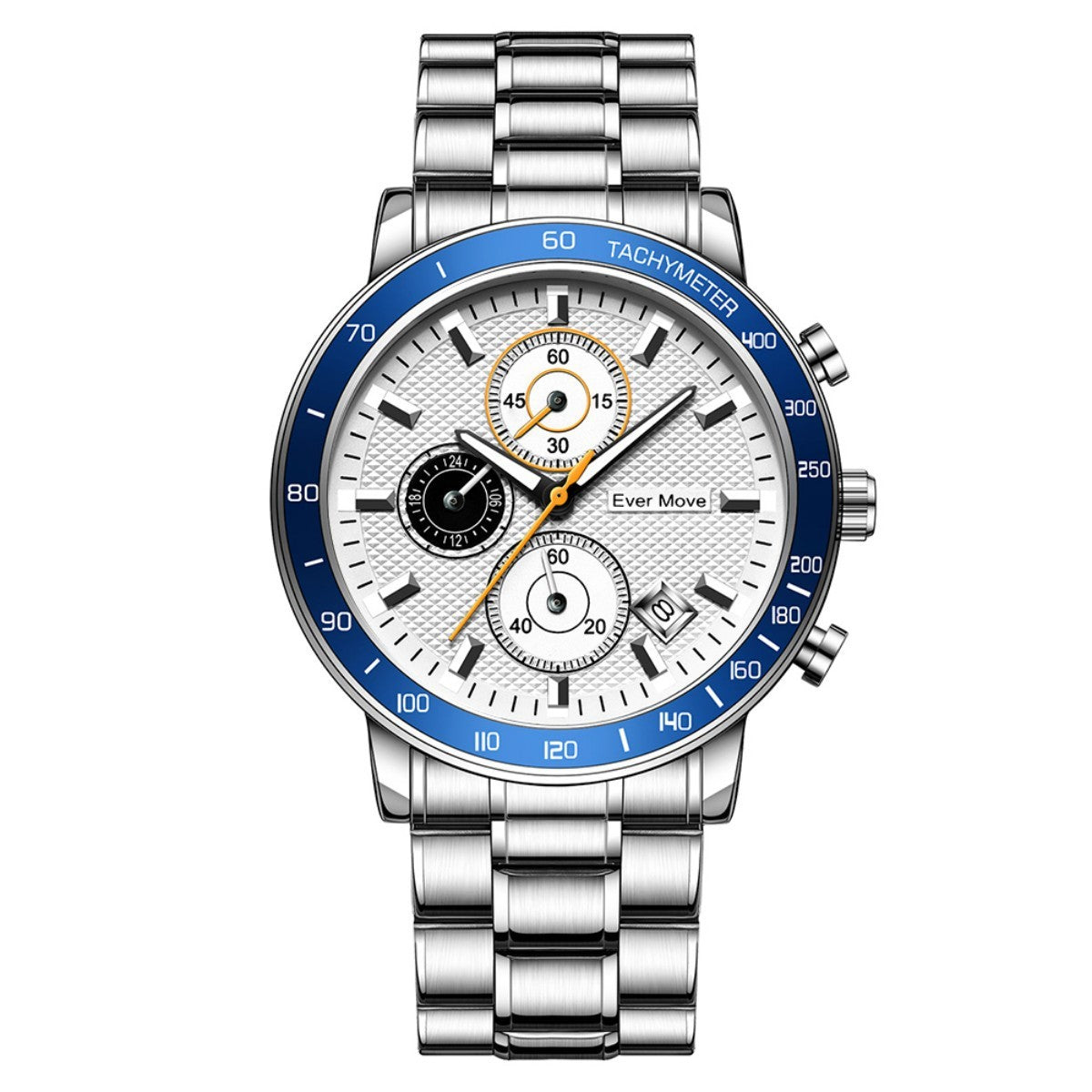 Reloj luminoso pequeño de acero con tres agujas y resistente al agua