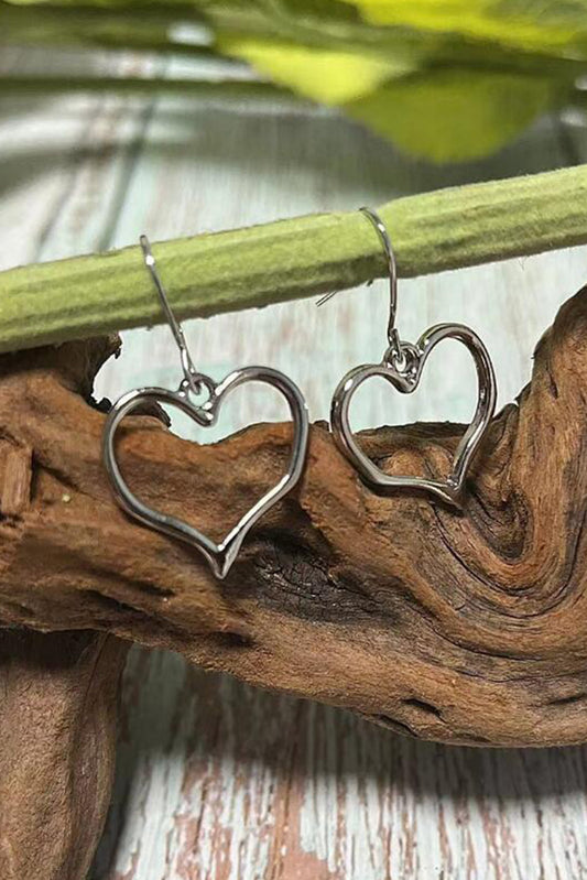 Pendientes de gancho con forma de corazón plateado
