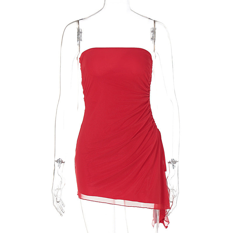 Vestido corto tubo con abertura en la parte superior sin espalda para mujer