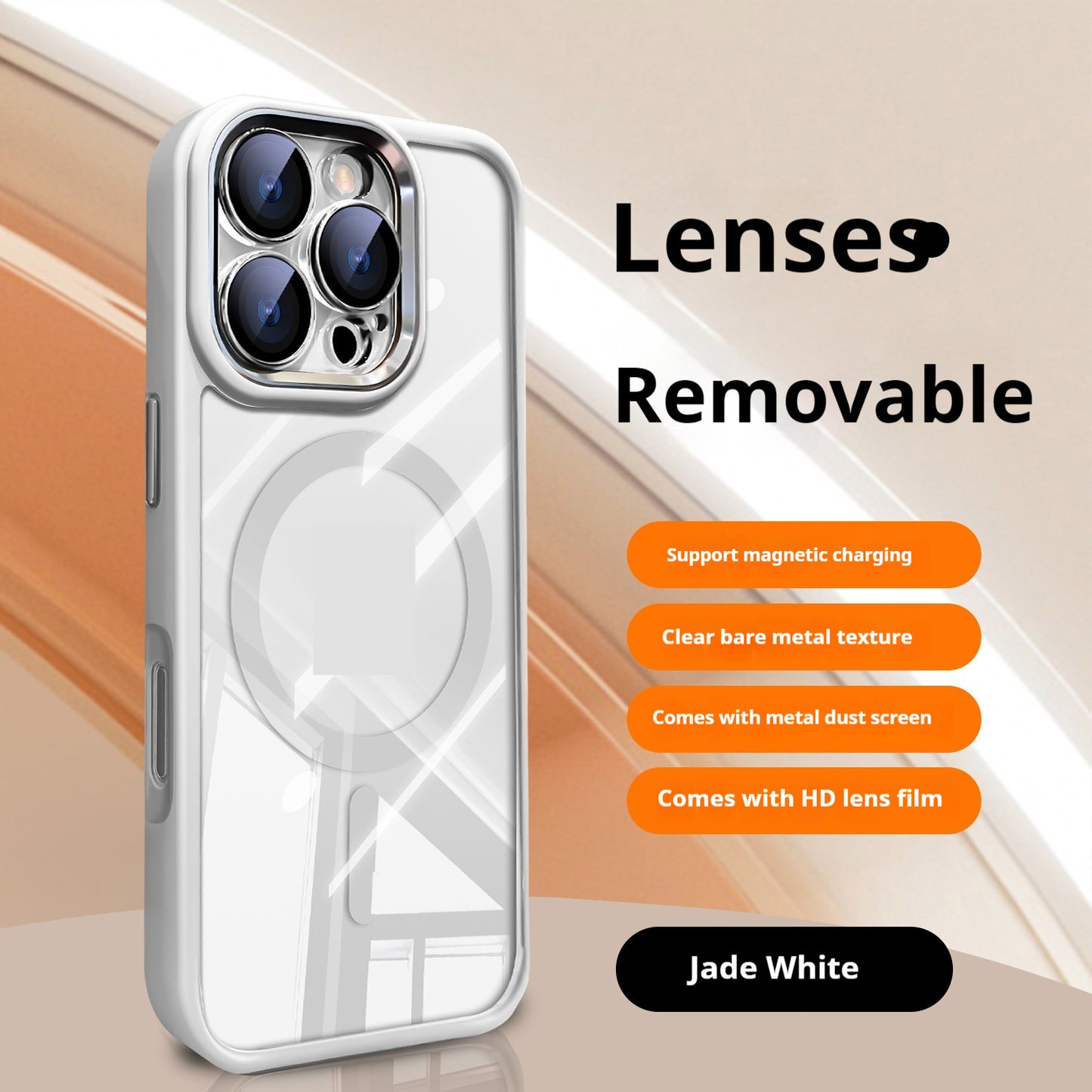 Funda protectora transparente para teléfono con cristales de hielo y grano de lichi