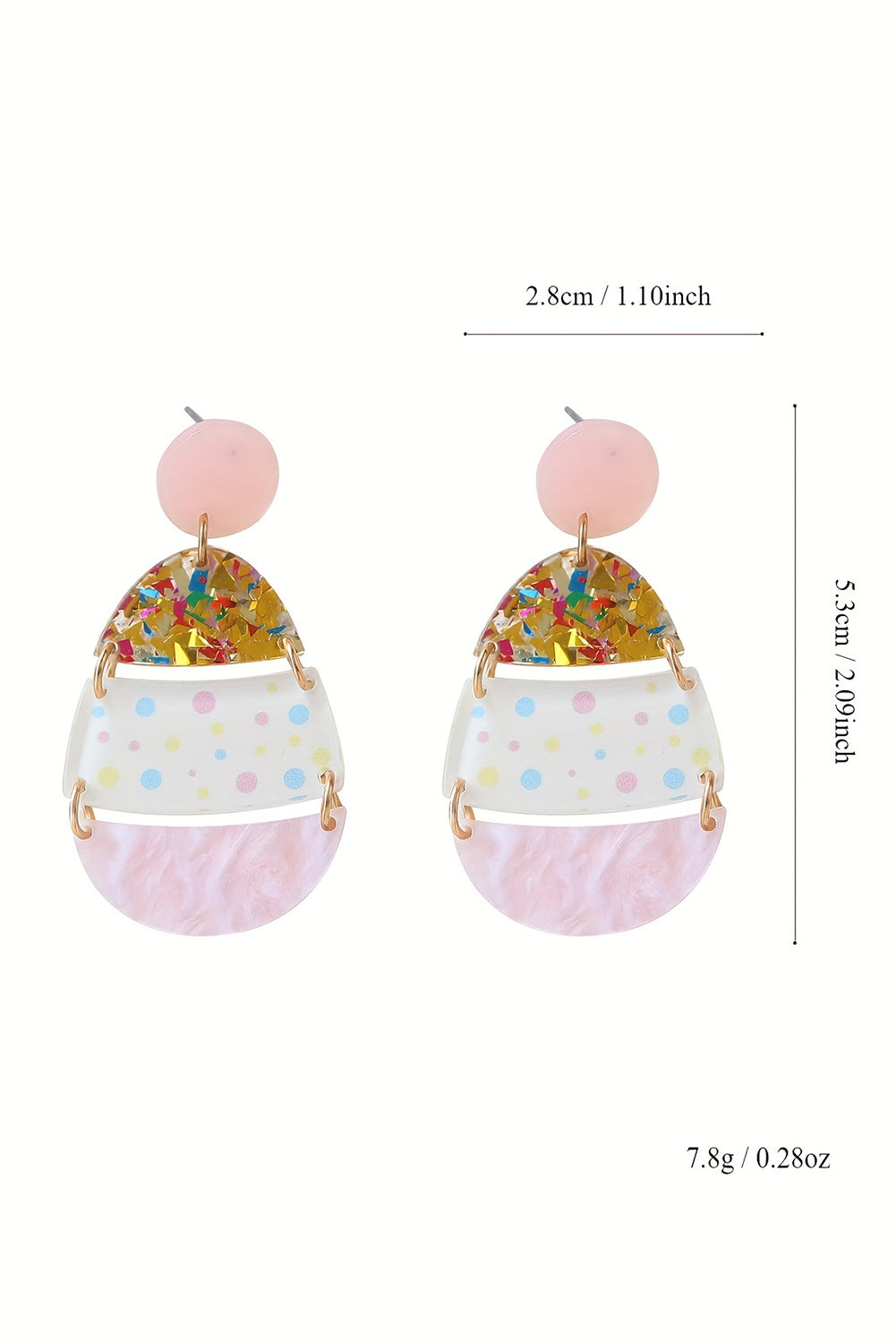 Pendientes colgantes con forma de huevo de Pascua estampados en color rosa