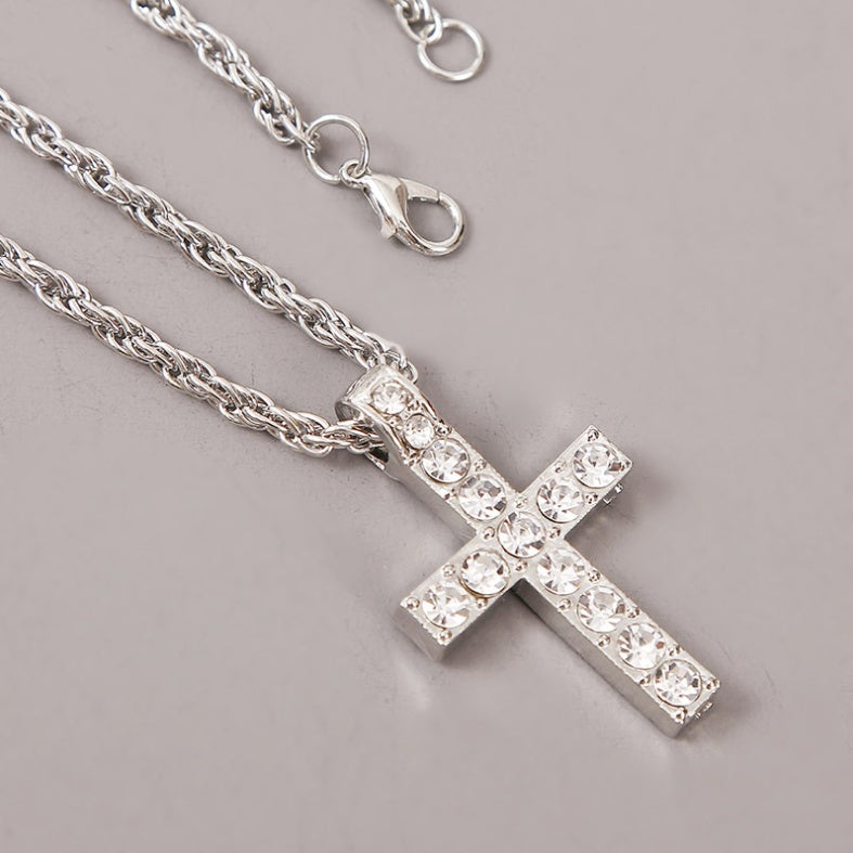 Collar con colgante de cruz para mujer y hombre
