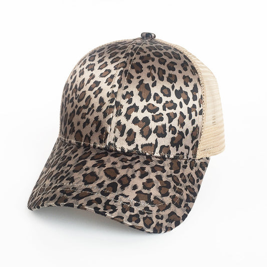 Gorra de béisbol con estampado de leopardo para mujer