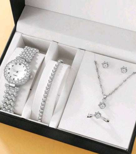 Conjunto de reloj de lujo pulsera collar y pendientes mujer