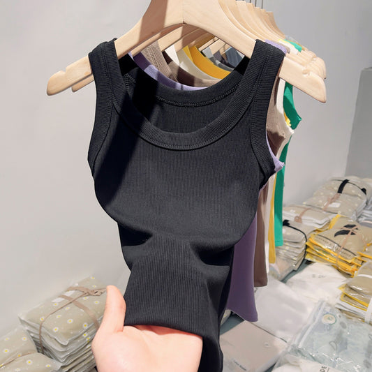 Camiseta de color liso para mujer con base fina