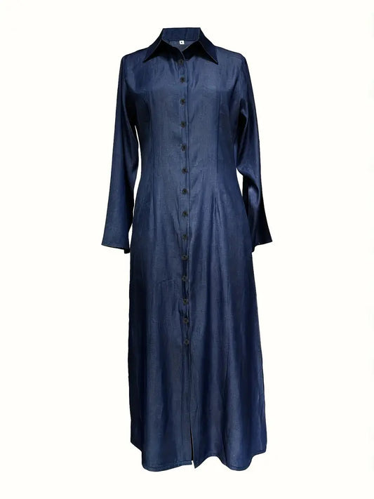 Vestido casual de manga larga para mujer largo hasta el suelo