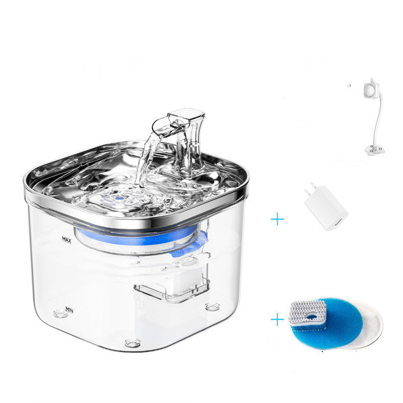 Dispensador de agua con circulación automática de acero inoxidable para mascotas,