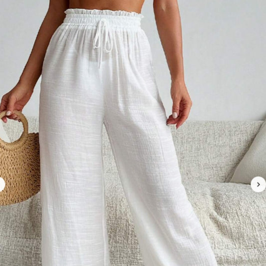 Pantalón playero cintura alta estilo  Ruffle