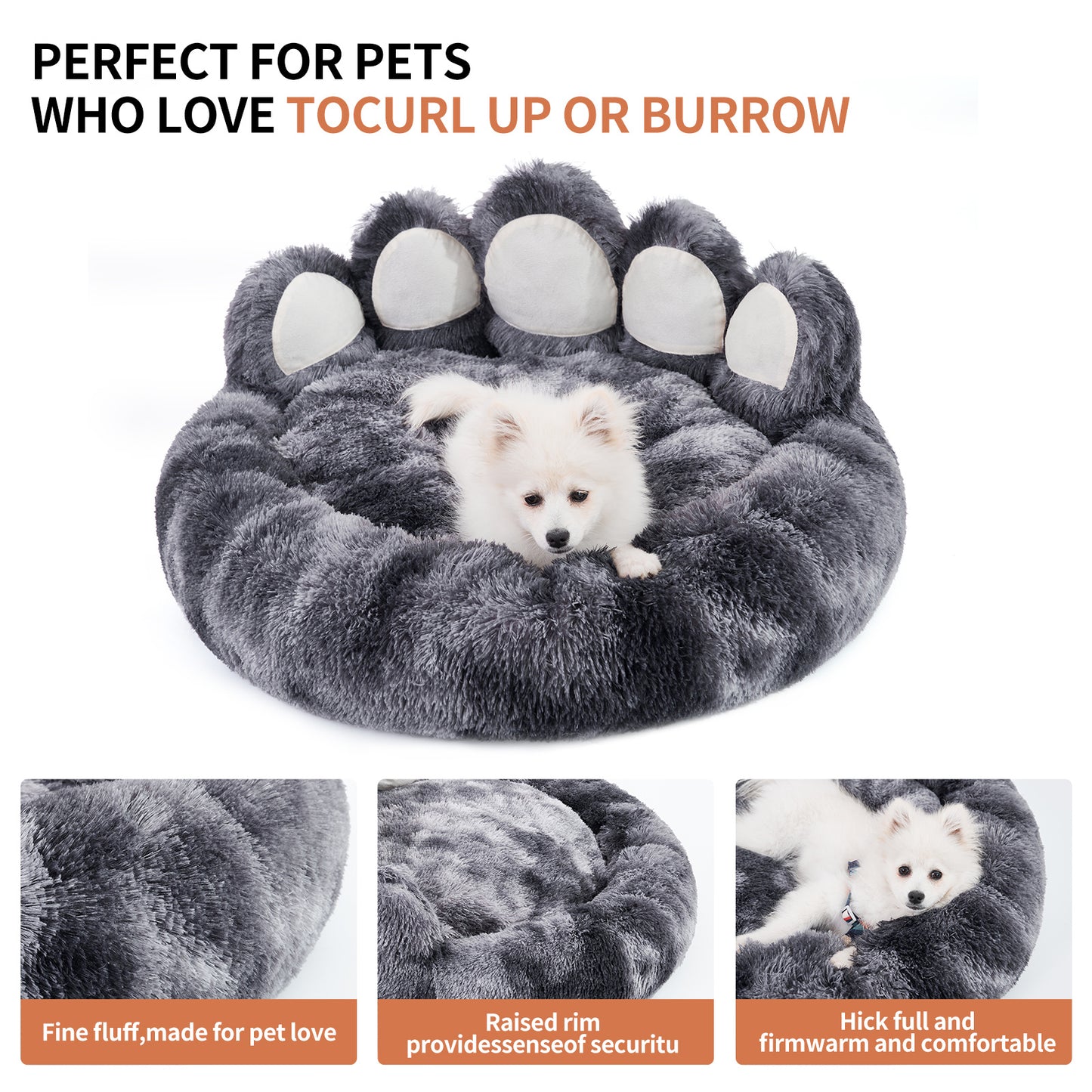 Cama ligera para mascotas con forma de pata de oso