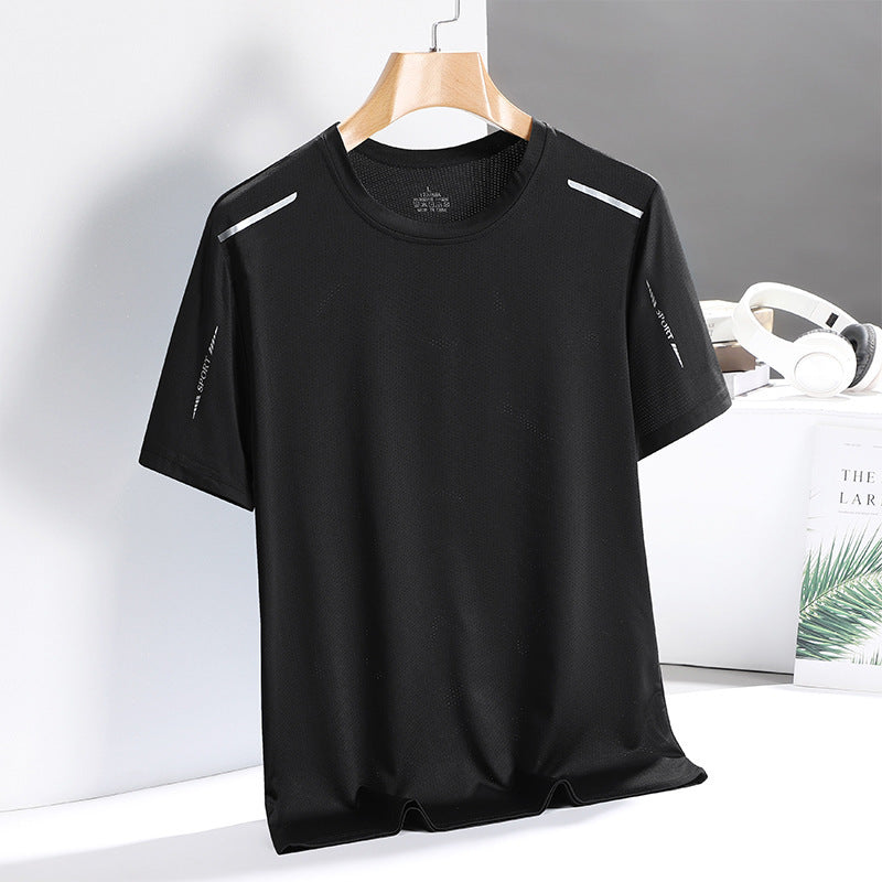 Men's ice silk T-shirt, quick-drying, breathable and fashionable.