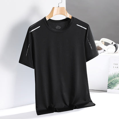 Men's ice silk T-shirt, quick-drying, breathable and fashionable.