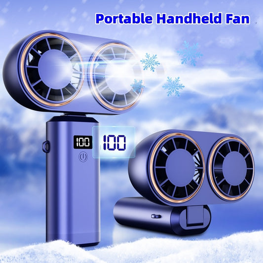 Mini USB Handheld Fan Foldable Hanging Neck Fan Rechargeable 5 Speeds with Display