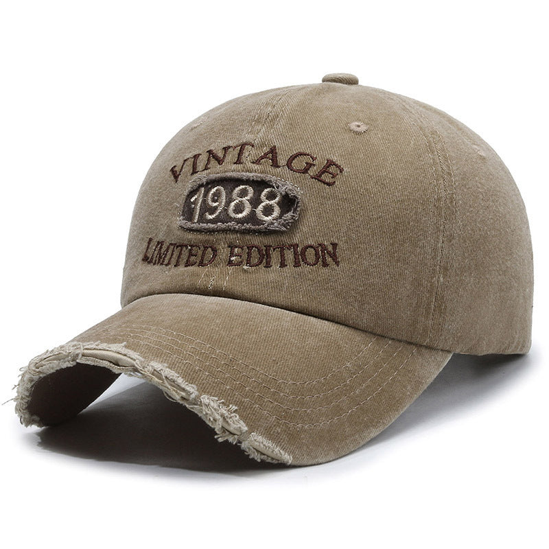 American retro canvas baseball cap with broken letter embroidery