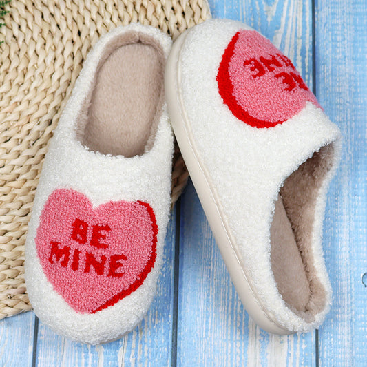 Pantuflas de algodón con forma de corazón para mujer,