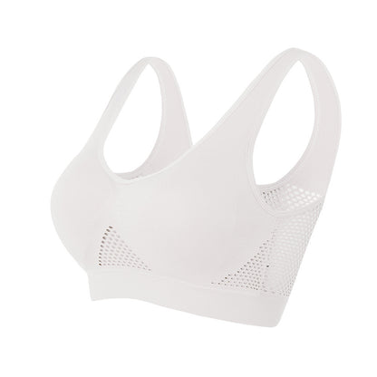 Sujetador deportivo de yoga fino de malla para mujer