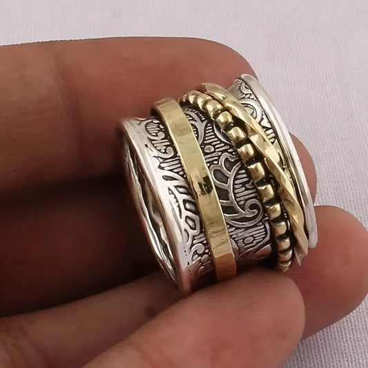 Anillo creativo retro de moda con geometría única
