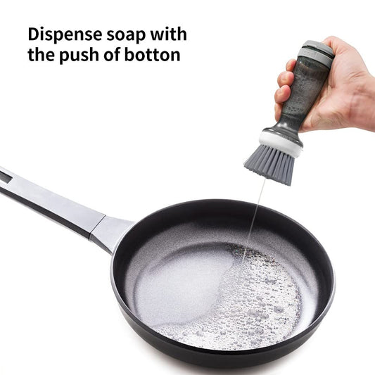 Cepillo para ollas y platos con dispensador de jabón