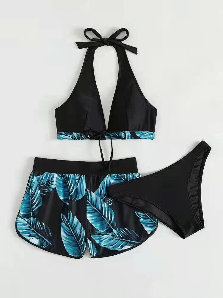 2-piece bikini with leaf print