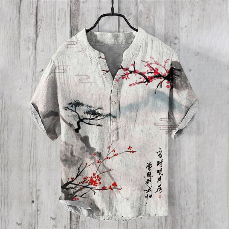 Men's Casual Printed Hawaiian Shirt