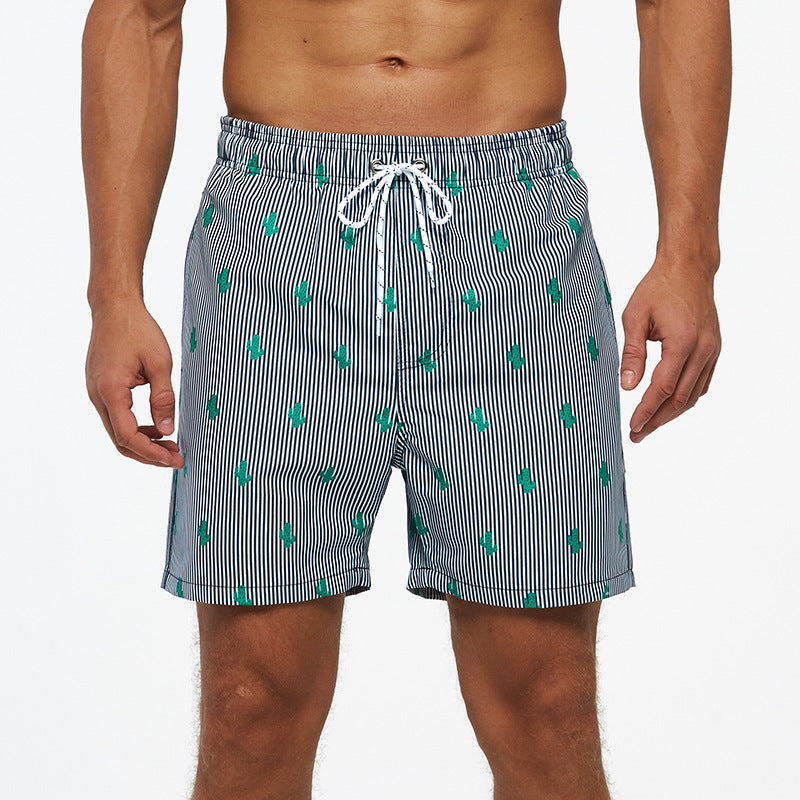 Men's quick-drying beach swim trunks with mesh lining