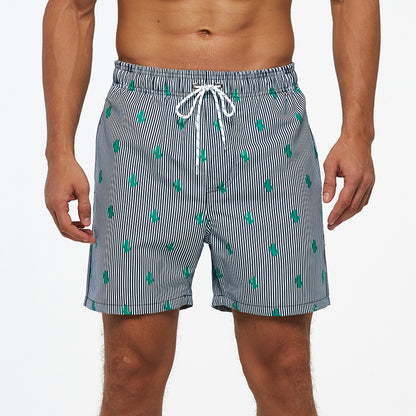 Men's quick-drying beach swim trunks with mesh lining