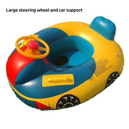 Inflatable boat for children with steering wheel, horn and awning