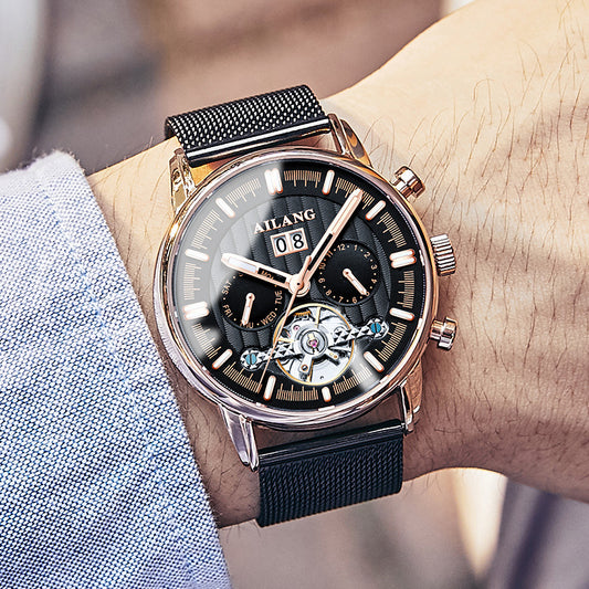 Reloj mecánico automático multifunción Tourbillon para hombre
