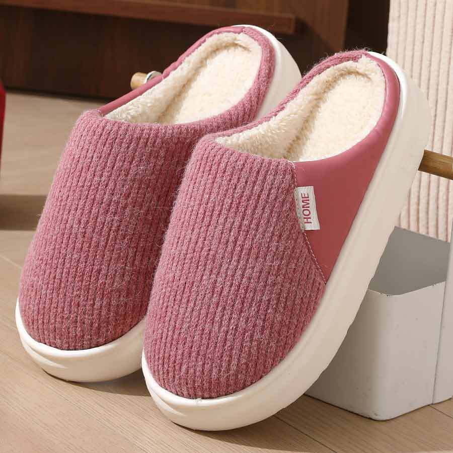 Winter Warm Plush Slippers Thick Sole Non-Slip Home Shoes for Women and Men