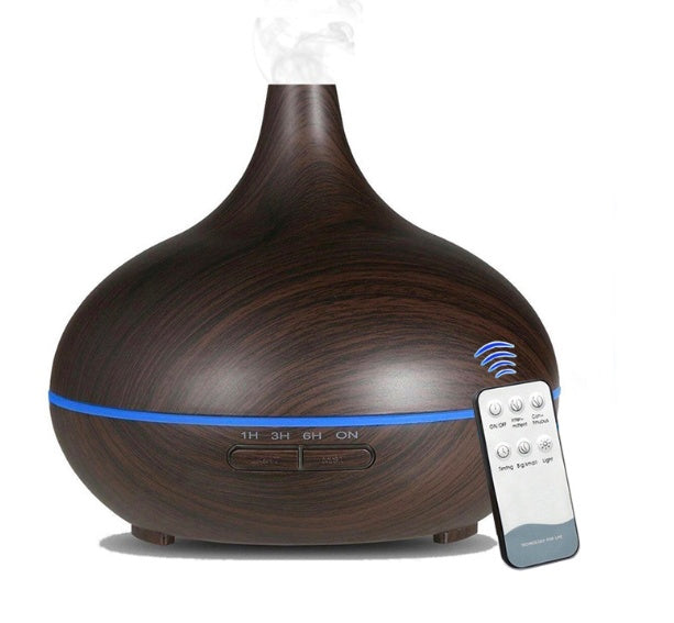 Wooden lamp with remote control for aromatherapy