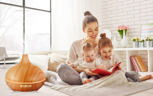 Lámpara de madera con mando para aromaterapia