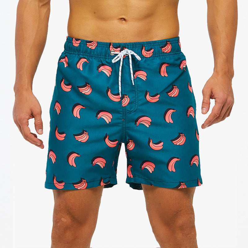 Men's quick-drying beach swim trunks with mesh lining