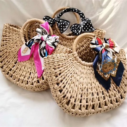 Bolsa de paja para vacaciones en la playa