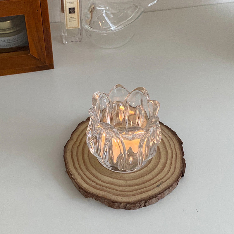 Candelabro en forma de tulipán de cristal