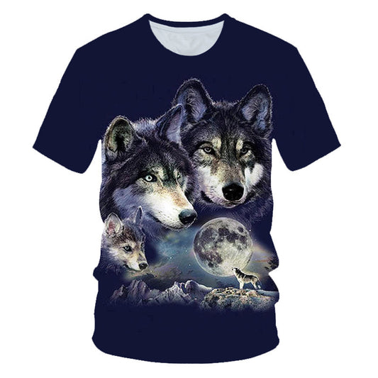 Camiseta de verano con estampado de lobo