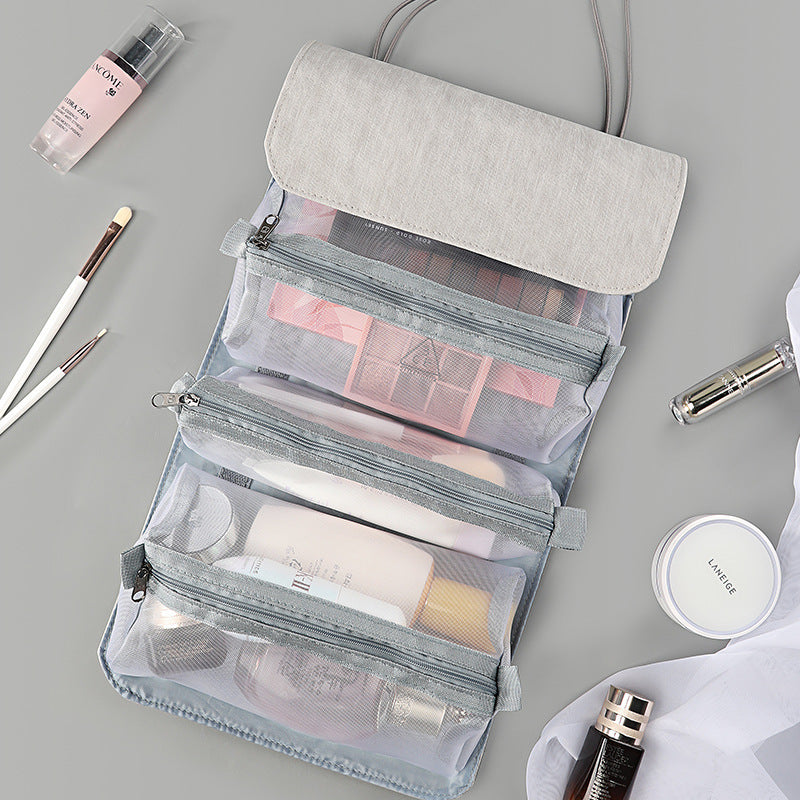 Large Capacity Foldable Travel Makeup Bag with Inner Zipper and Handle