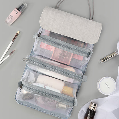 Large Capacity Foldable Travel Makeup Bag with Inner Zipper and Handle