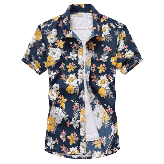 Quick-drying short-sleeved floral Hawaiian shirt