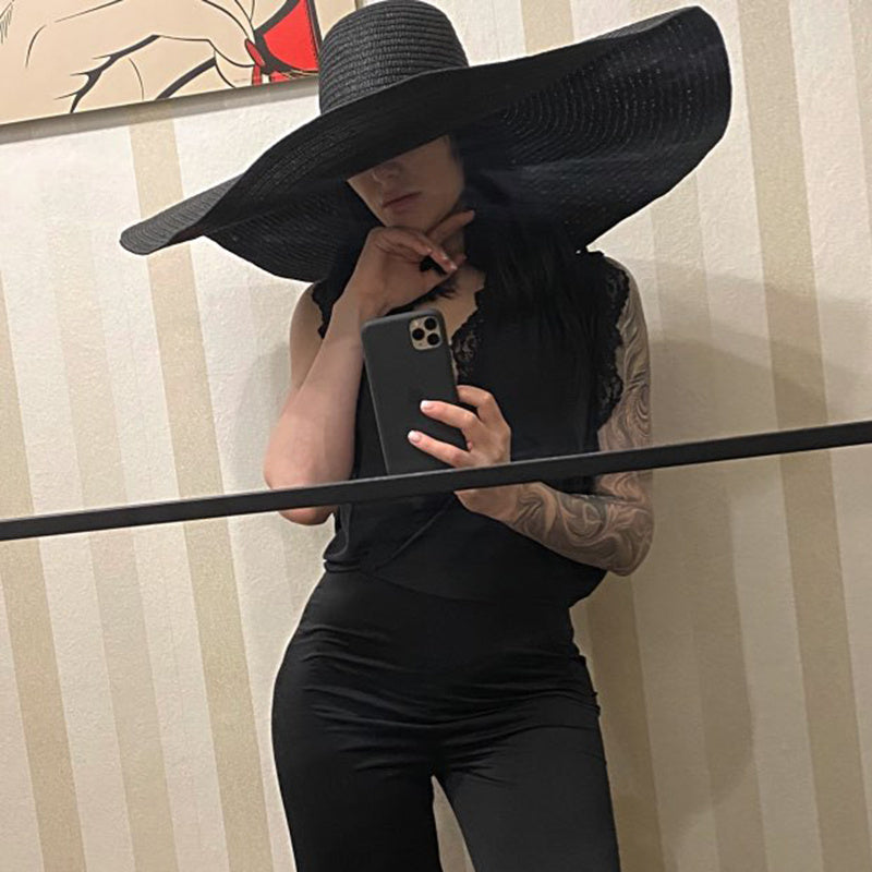 Sombreros de playa extra grandes de ala ancha de 25 cm para mujer
