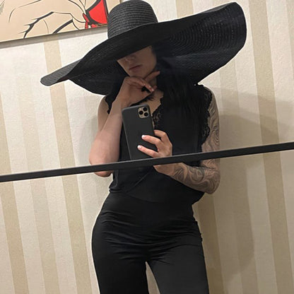Sombreros de playa extra grandes de ala ancha de 25 cm para mujer