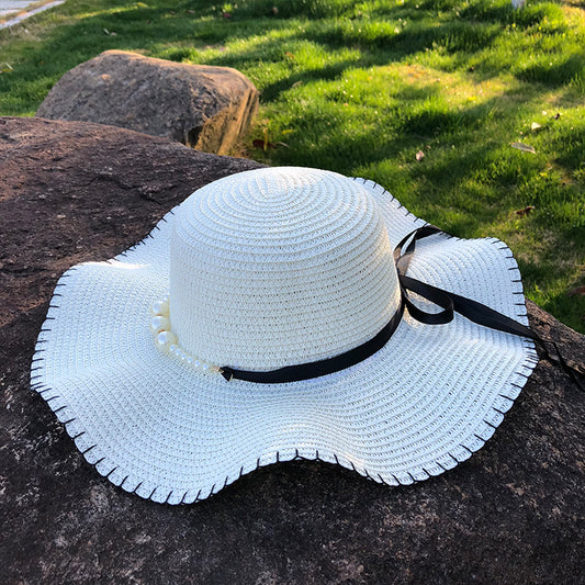 Sombrero de paja de ala grande para mujer