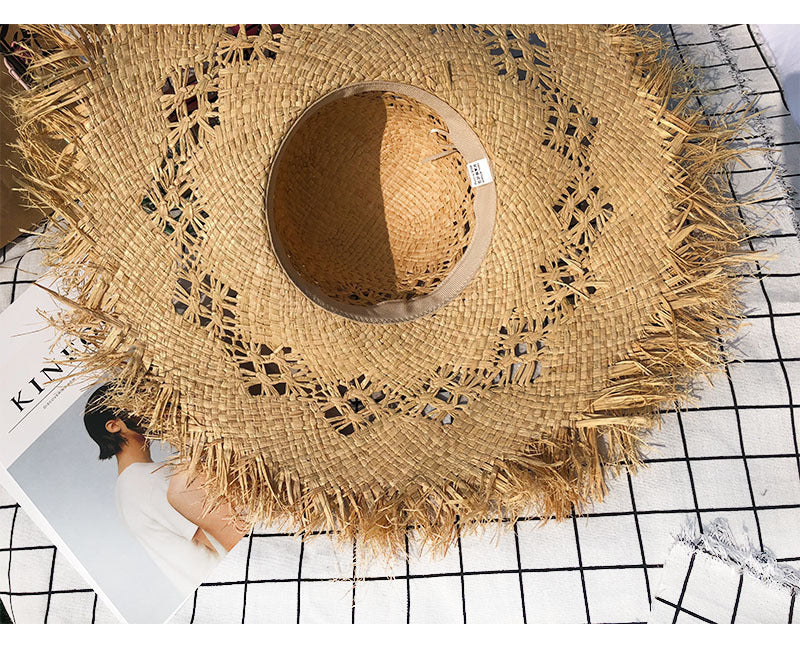 Women's Summer Panama Wide Brim Bow Natural Straw Hat