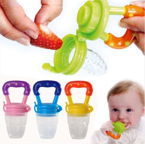 Chupete de silicona para bebé encapsulado para alimentación complementaria.
