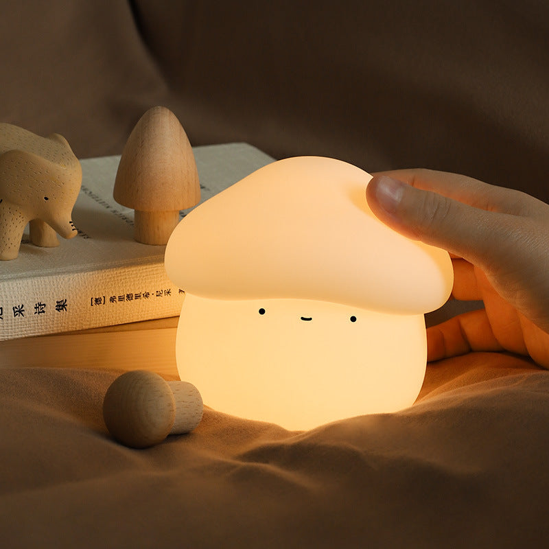 Lámpara de noche pequeña con forma de hongo de silicona con temporizador