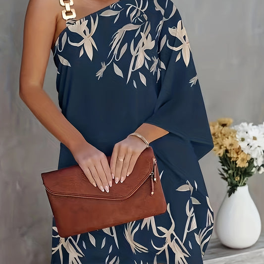 Vestido de mujer de dobladillo redondo y 1 manga